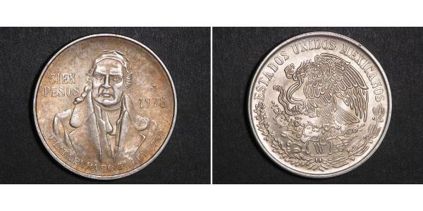 100 Peso Second Federal Republic of Mexico (1846 - 1863) 銀 