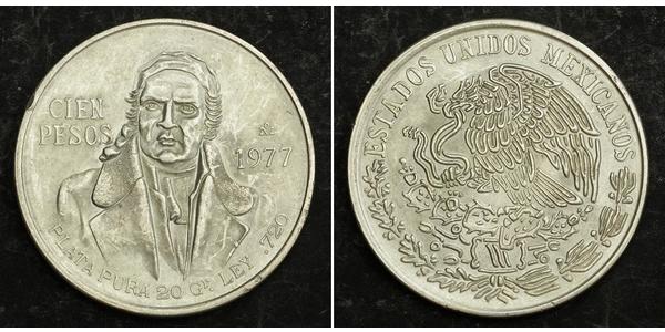 100 Peso Second Federal Republic of Mexico (1846 - 1863) 銀 