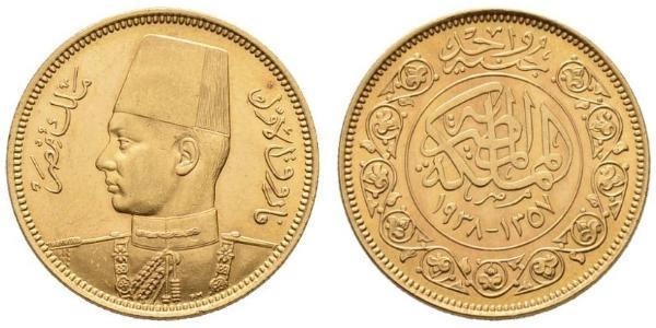 100 Piastre 埃及王國 (1922 - 1953) 金 Farouk I of Egypt (1920 - 1965)
