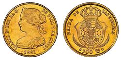 100 Real Spain Gold Isabella II of Spain (1830- 1904)