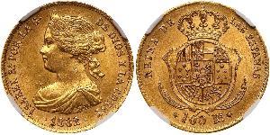 100 Real Spanien Gold Isabella II of Spain (1830- 1904)