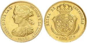 100 Real Spanien Gold Isabella II of Spain (1830- 1904)