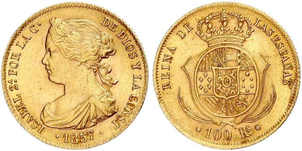 100 Real Spanien Gold Isabella II of Spain (1830- 1904)