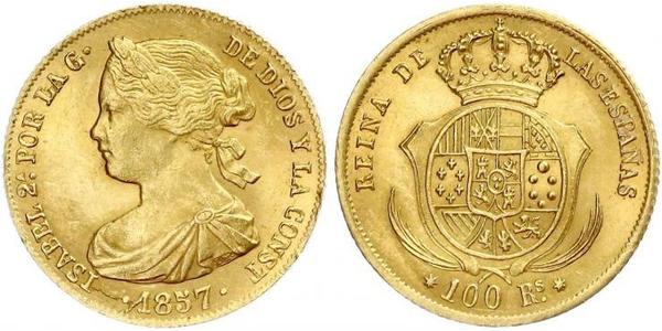 100 Real Spanien Or Isabella II of Spain (1830- 1904)