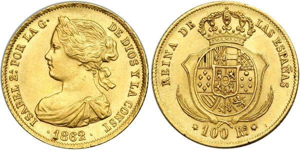 100 Real Spanien Or Isabella II of Spain (1830- 1904)