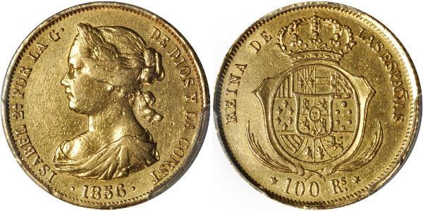 100 Real 西班牙 金 Isabella II of Spain (1830- 1904)