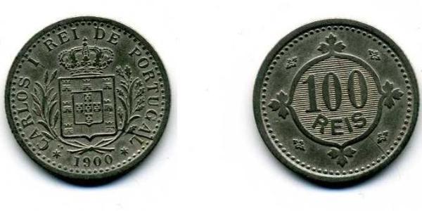 100 Reis Kingdom of Portugal (1139-1910) Kupfer/Nickel  Karl I. von Portugal (1863-1908)