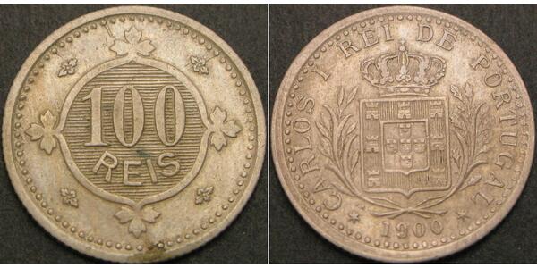 100 Reis Kingdom of Portugal (1139-1910) Kupfer/Nickel  Karl I. von Portugal (1863-1908)