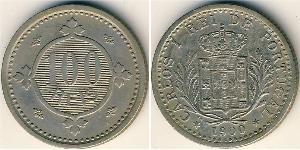 100 Reis Regno del Portogallo (1139-1910) Rame/Nichel Carlo I del Portogallo (1863-1908)
