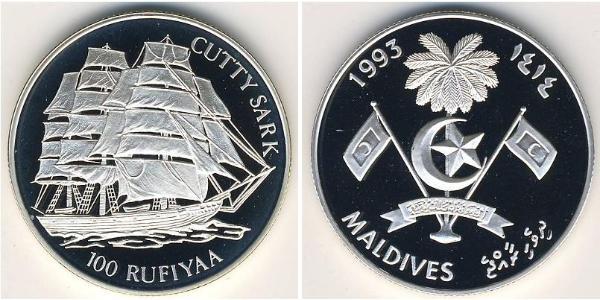 100 Rufiyaa 马尔代夫 銀 