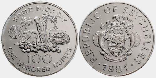 100 Rupee Seychelles Argent 