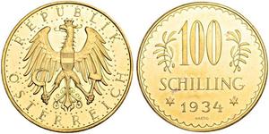 100 Shilling First Austrian Republic (1918-1934) Gold 