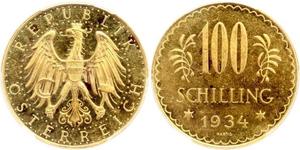 100 Shilling First Austrian Republic (1918-1934) Gold 
