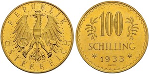 100 Shilling First Austrian Republic (1918-1934) Gold 