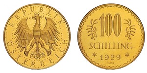 100 Shilling First Austrian Republic (1918-1934) Gold 