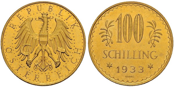 100 Shilling First Austrian Republic (1918-1934) Gold 