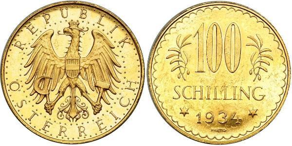 100 Shilling First Austrian Republic (1918-1934) Gold 
