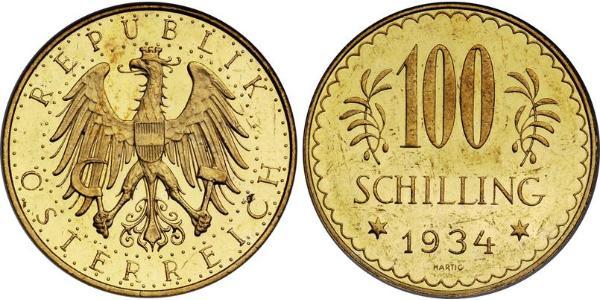 100 Shilling First Austrian Republic (1918-1934) Gold 