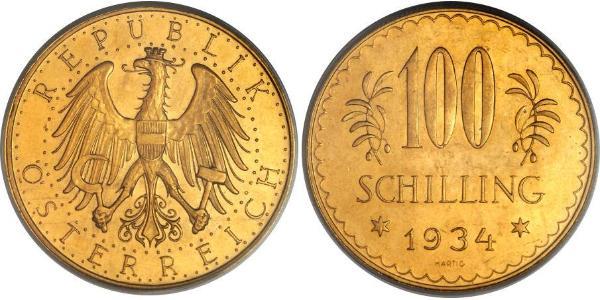 100 Shilling First Austrian Republic (1918-1934) Gold 