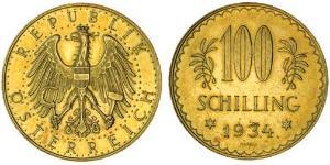 100 Shilling Geschichte Österreichs (1918-1934) Gold 