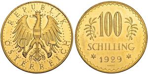100 Shilling Geschichte Österreichs (1918-1934) Gold 