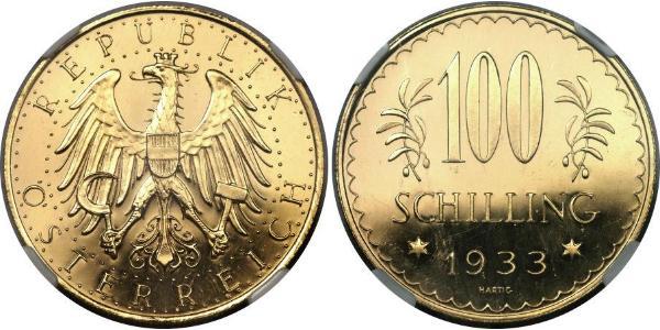 100 Shilling Geschichte Österreichs (1918-1934) Gold 