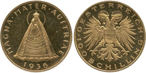 100 Shilling Federal State of Austria (1934-1938) Oro 