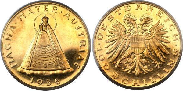 100 Shilling Federal State of Austria (1934-1938) Oro 