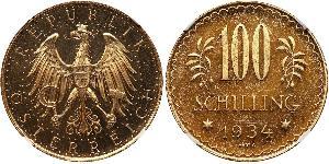 100 Shilling Prima repubblica austriaca (1918-1934) Oro 