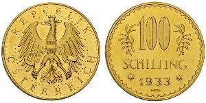 100 Shilling Prima repubblica austriaca (1918-1934) Oro 