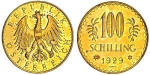 100 Shilling Prima repubblica austriaca (1918-1934) Oro 