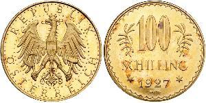 100 Shilling Prima repubblica austriaca (1918-1934) Oro 