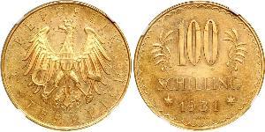 100 Shilling Prima repubblica austriaca (1918-1934) Oro 