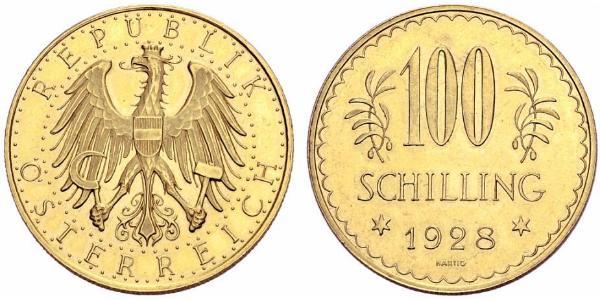 100 Shilling Prima repubblica austriaca (1918-1934) Oro 