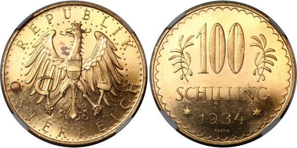 100 Shilling Prima repubblica austriaca (1918-1934) Oro 