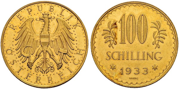 100 Shilling Prima repubblica austriaca (1918-1934) Oro 