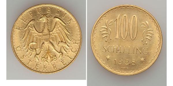 100 Shilling Prima repubblica austriaca (1918-1934) Oro 