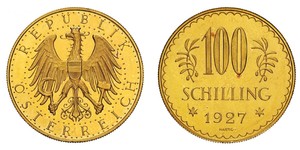 100 Shilling Primera República de Austria (1918-1934) Oro 