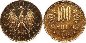 100 Shilling Primera República de Austria (1918-1934) Oro 