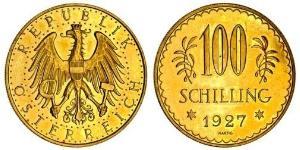 100 Shilling Primera República de Austria (1918-1934) Oro 