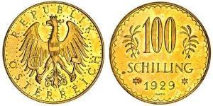 100 Shilling Primera República de Austria (1918-1934) Oro 