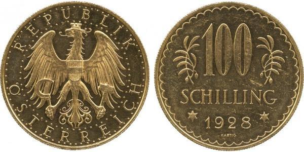 100 Shilling Primera República de Austria (1918-1934) Oro 