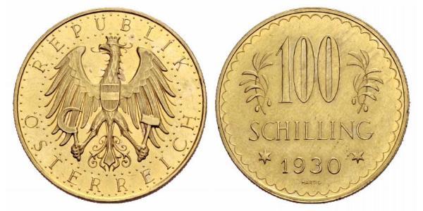 100 Shilling Primera República de Austria (1918-1934) Oro 