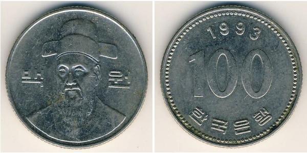 100 Won Corée du Sud Cuivre/Nickel 