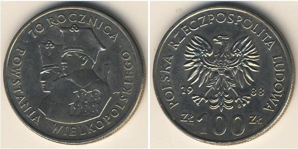 100 Zloty República Popular de Polonia (1952-1990) Níquel/Cobre 