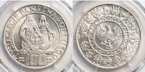 100 Zloty República Popular de Polonia (1952-1990) Plata 