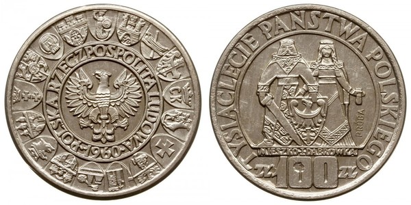 100 Zloty República Popular de Polonia (1952-1990) Plata 