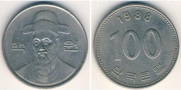100 Вона Південна Корея Нікель/Мідь 