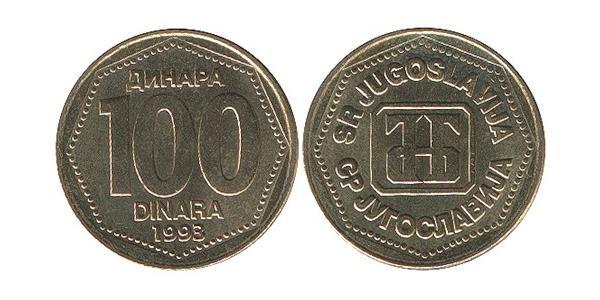 100 Динар Соціалістична Федеративна Республіка Югославія (1943 -1992) Латунь 