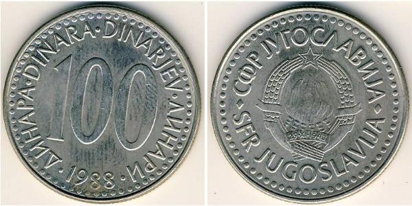 100 Динар Социалистическая Федеративная Республика Югославия (1943 -1992) Цинк/Никель/Медь 